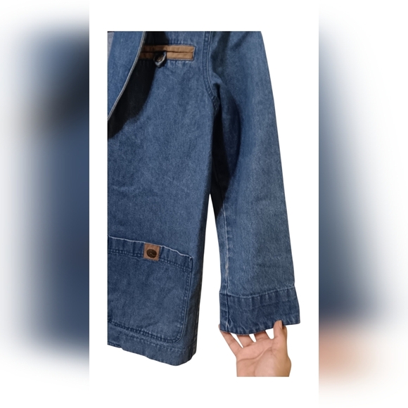 Jantzen Blue Denim Jacket with Brown Collar - Picture 3 of 9